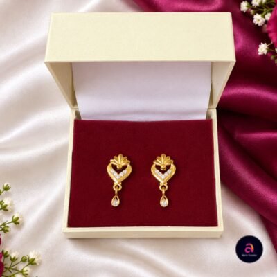 heart-white- stone earring