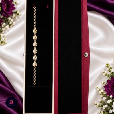 ✨ Elegant Gold Finish Teardrop Stone Bracelet for Women