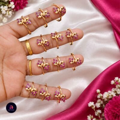 impon double stone leaf ring 1pc